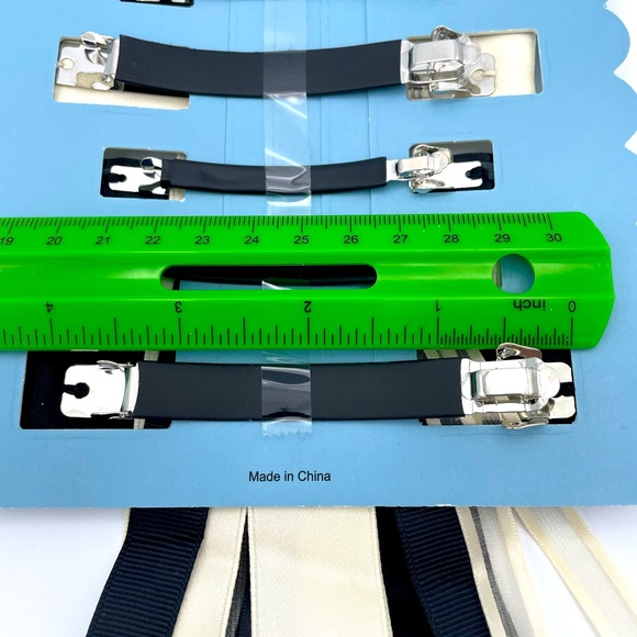 6 Cream & Black Bow Hair Barretts NWT - Picture 5 of 5